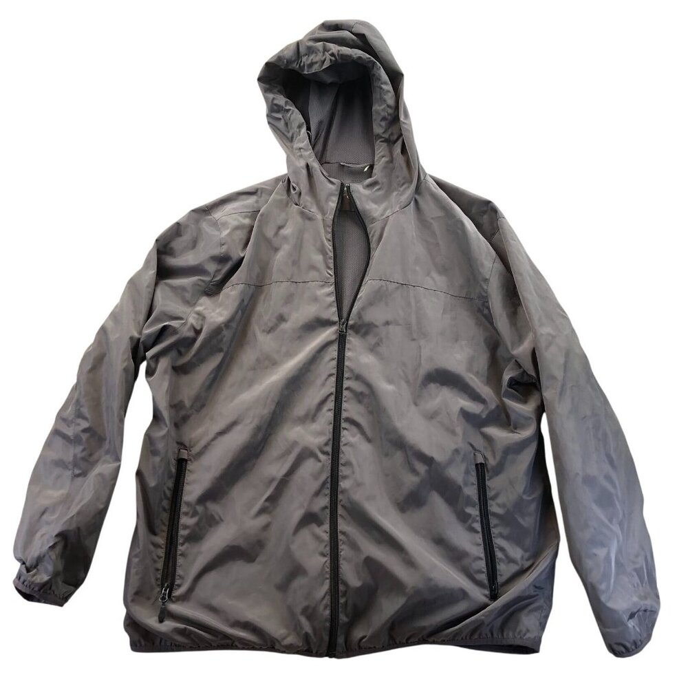 G.H. Bass & Co. Mens Activewear Jacket XXL Gray Lightweight Hooded Full Zip